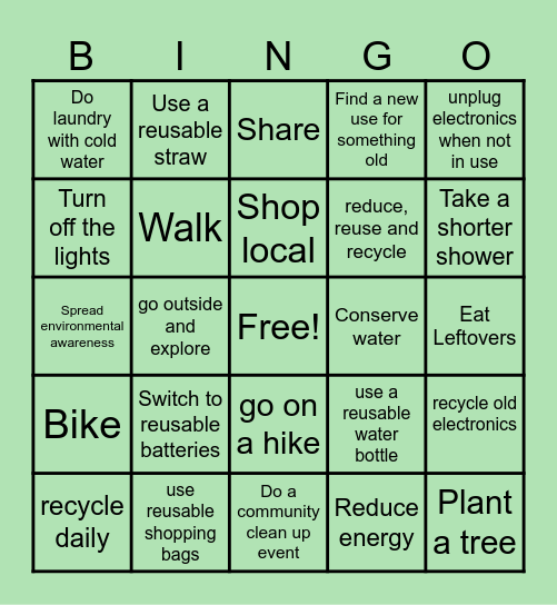 Every day is Earth Day! Bingo Card