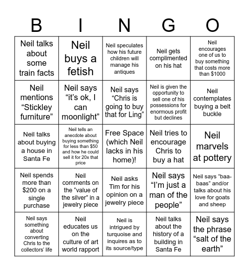 Magpie Bingo Card
