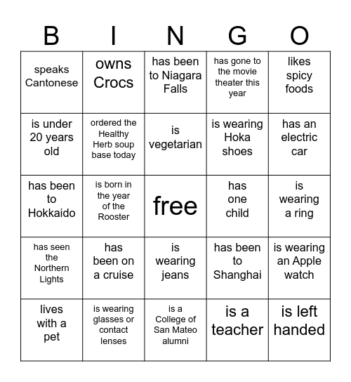 Someone Who... Bingo Card