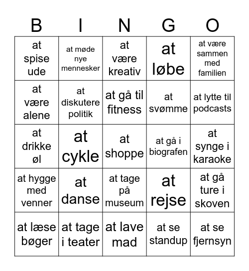 Lighed og forskellighed Bingo Card