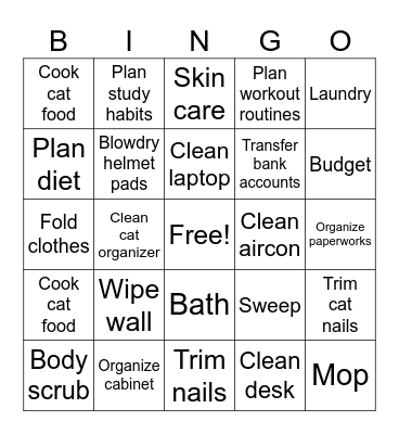Productivity Bingo Card
