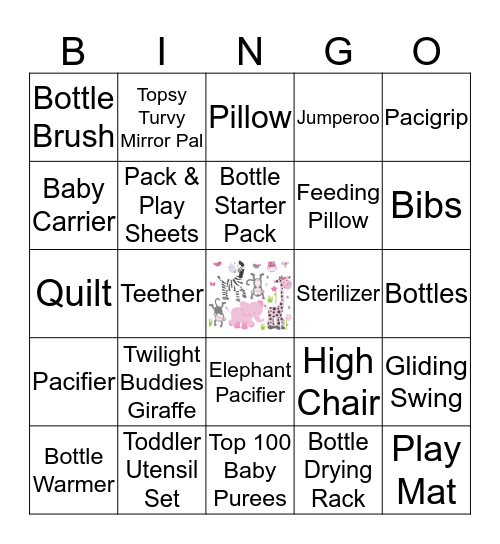 Daniela's Baby Shower Bingo Card