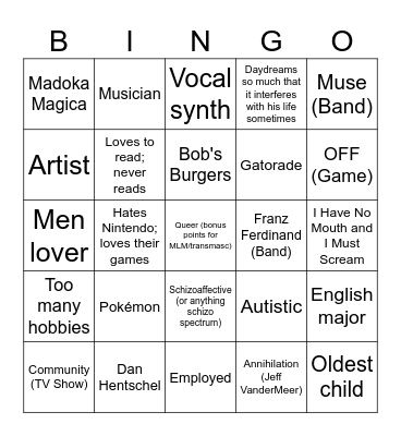Isaac Bingo Card