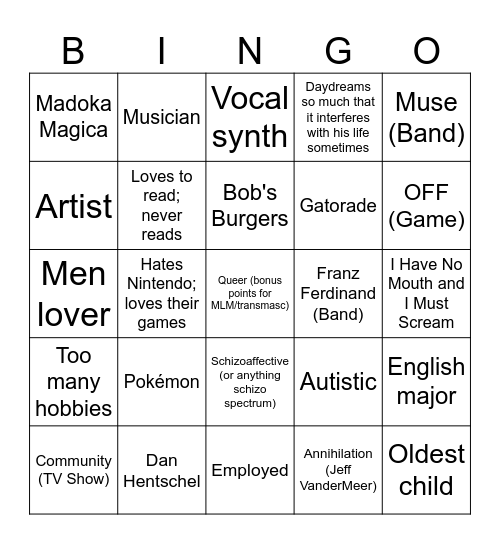 Isaac Bingo Card