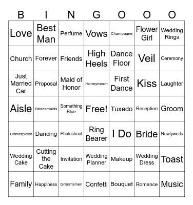BETTY'S BRIDAL SHOWER BINGO Card