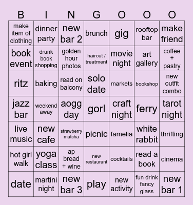 hot girl spring bingo Card