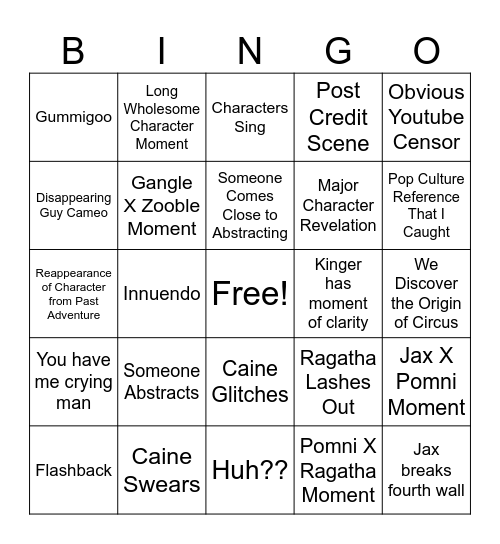 TADC Episode 7 Bingo Card