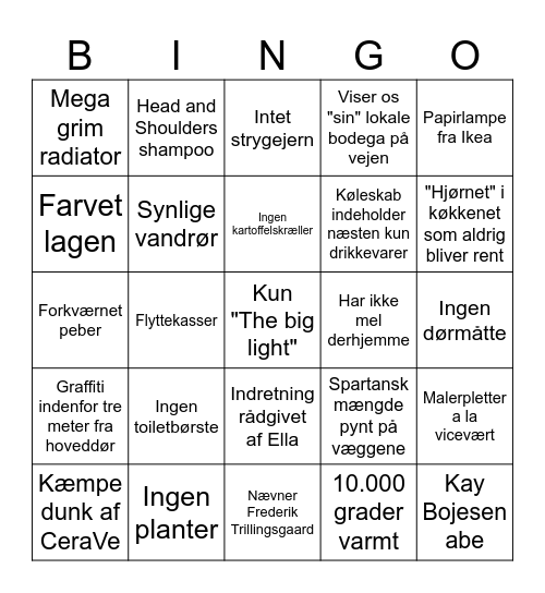 Bingo a la Andreas' lejlighed Bingo Card