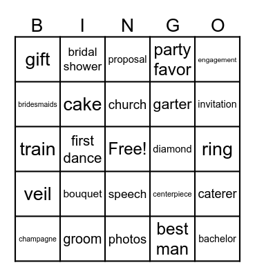 Wedding Bingo Card