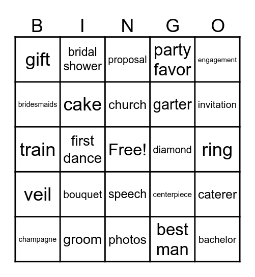 Wedding Bingo Card