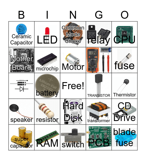Electronic & Computer Component Bingo Card