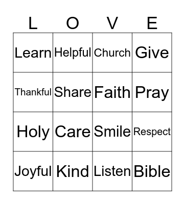 Show God's Love Bingo Card
