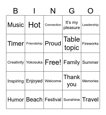 YMTC Bingo Card