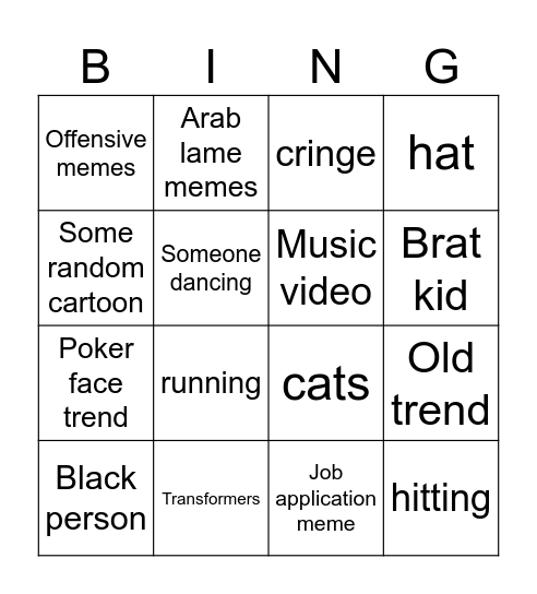 My tiktok Bingo Card