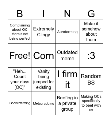 Vanity's Friends Bingo Card