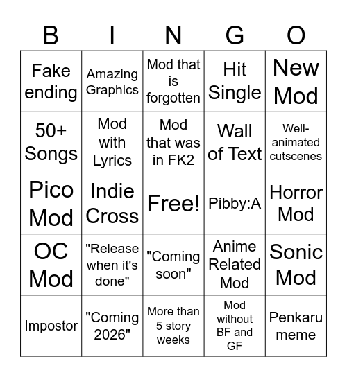 Funk Kast 3 Bingo Card