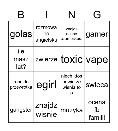 CO MUSIMY ZROBIC NA OME Bingo Card