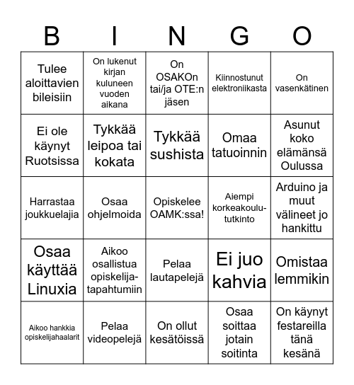 TVT25SP Bingo Card