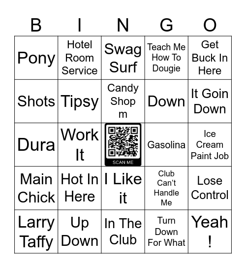 Club Hits Bingo Card