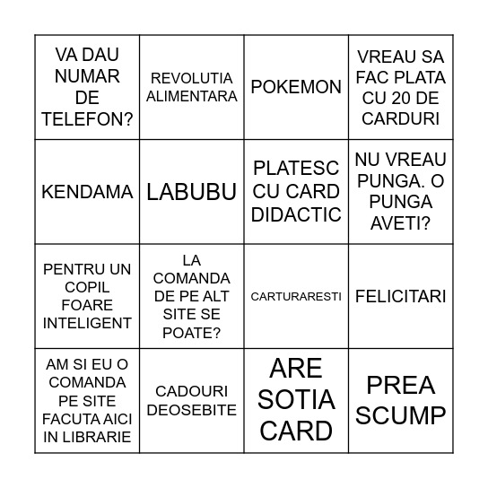 Carturesti Summer of 2025 Bingo Card