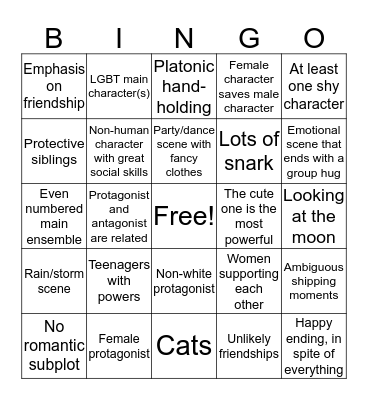 My stories Bingo Card