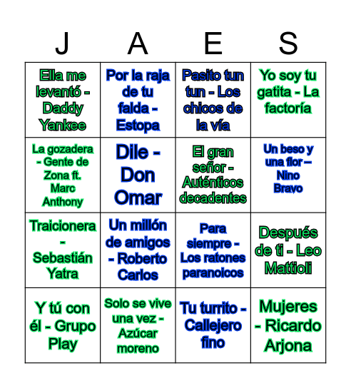 Bingo Musical Bingo Card