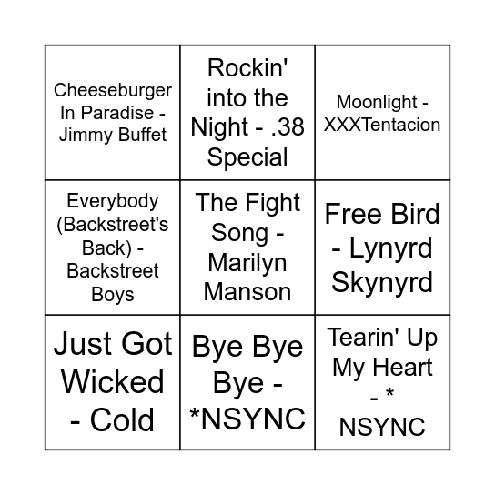 Game Five Bingo Card