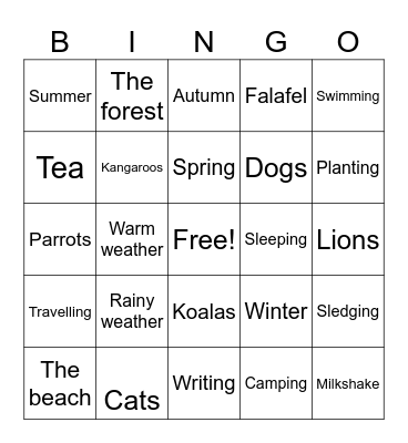 I like \ I don't like Bingo Card