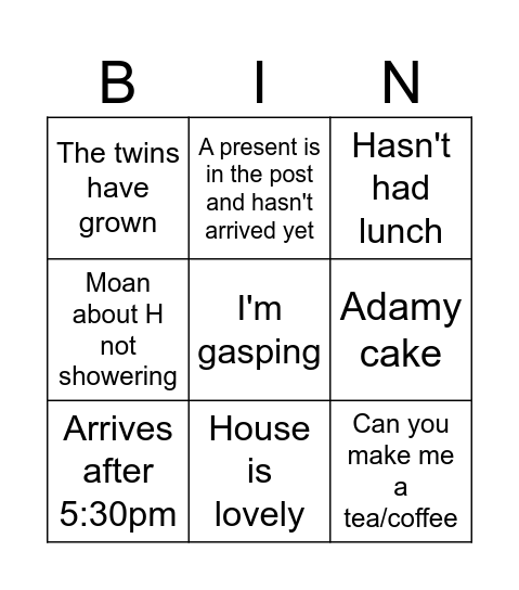 DI bingo Card