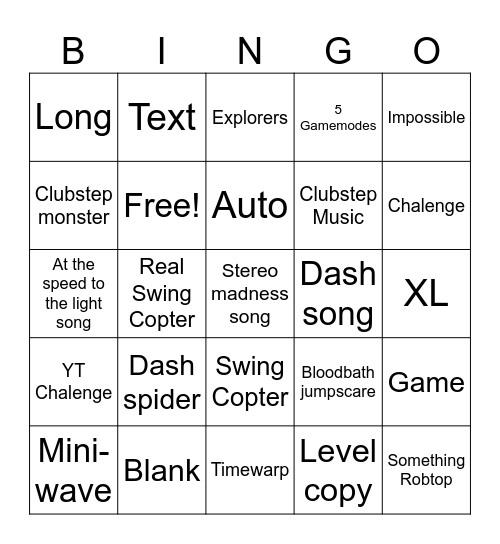 Recent tab bingo Card
