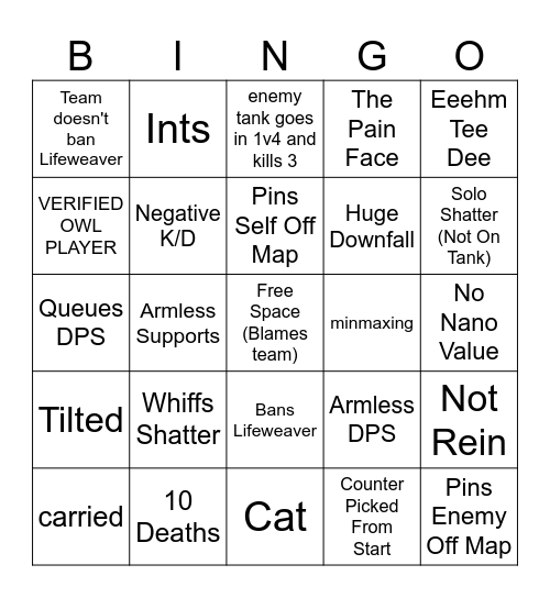 LhCloudy Stream Bingo Card