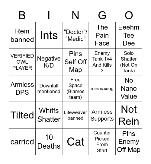 LhCloudy Stream Bingo Card