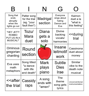 A Dance with Life and Death Bingo Card