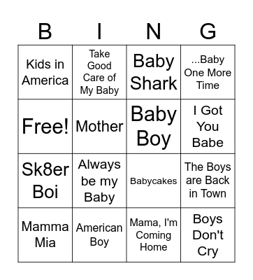 Baby Bingo Card