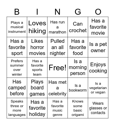 Info Bingo! Bingo Card