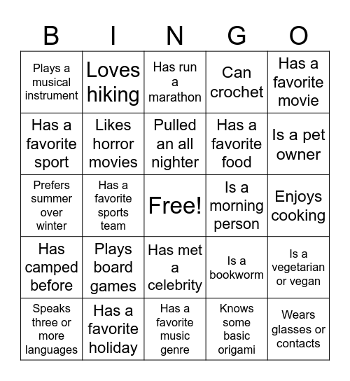 Info Bingo! Bingo Card