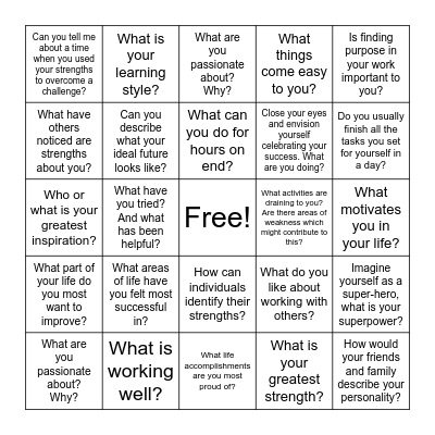 Strength Based :) Bingo Card