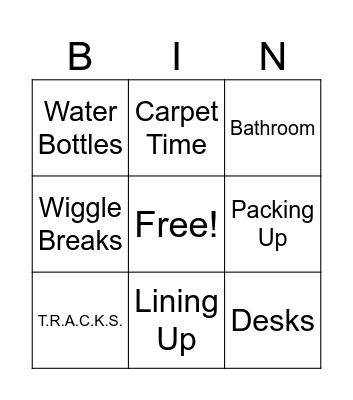 Beginning of the Year Expectations Bingo Card