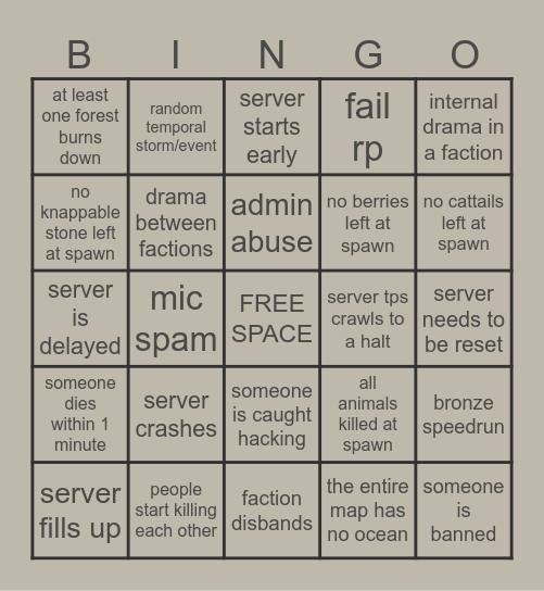 VSC BINGO Card