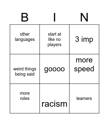 among us bingo Card