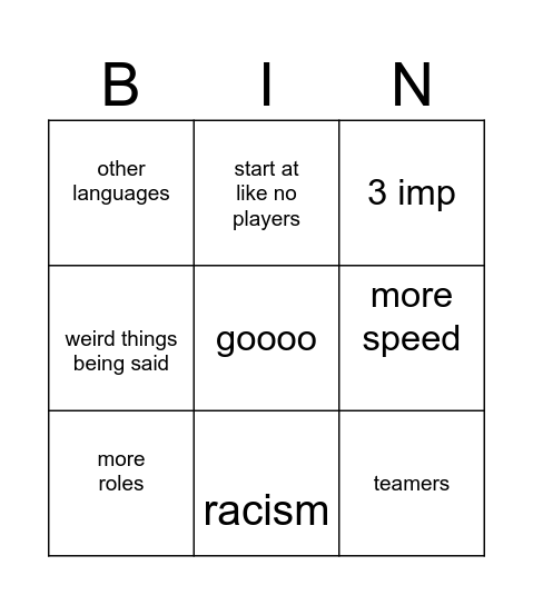 among us bingo Card