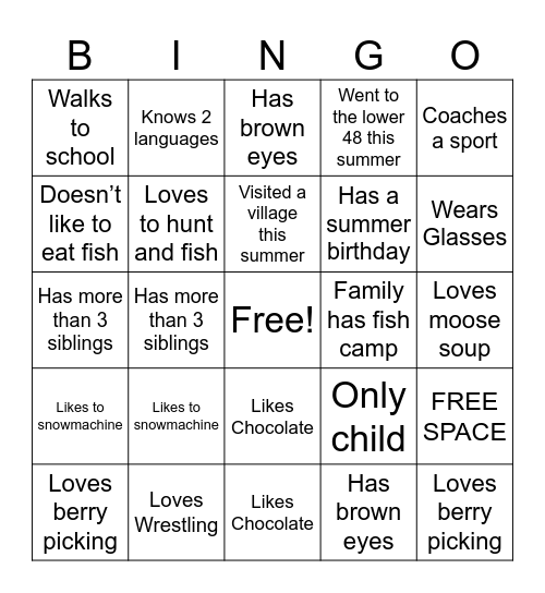 JH Jumpstart Bingo Card