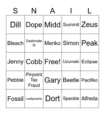 Sningo!! Bingo Card
