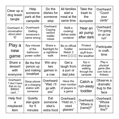 2025 Camping Bingo Card