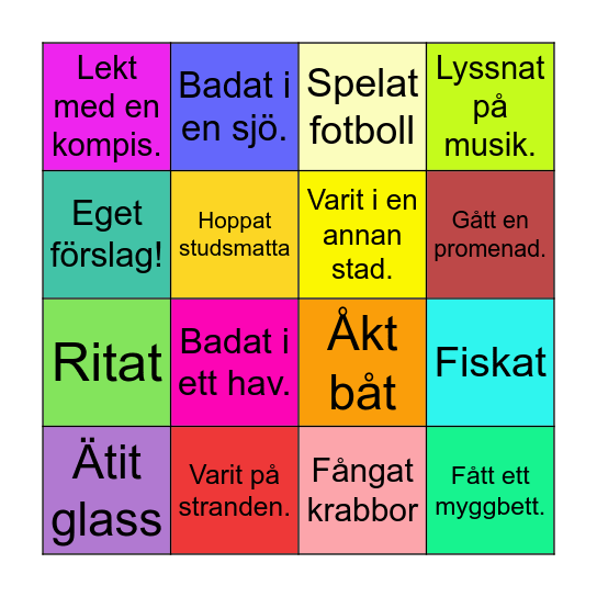 Sommar Bingo Card