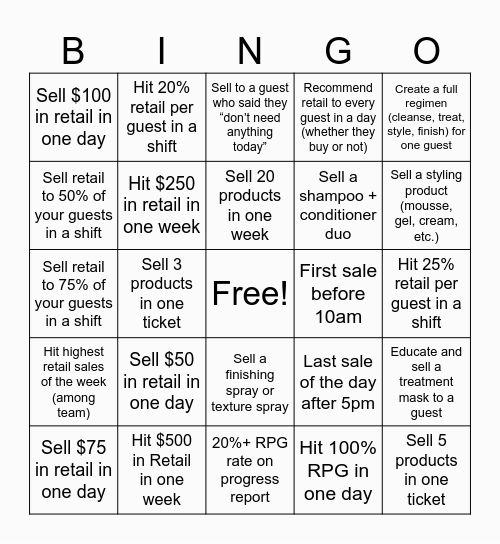 RETAIL BINGO NAIL EDITION Bingo Card