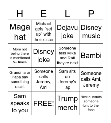 Schreiner Wedding Bingo Card