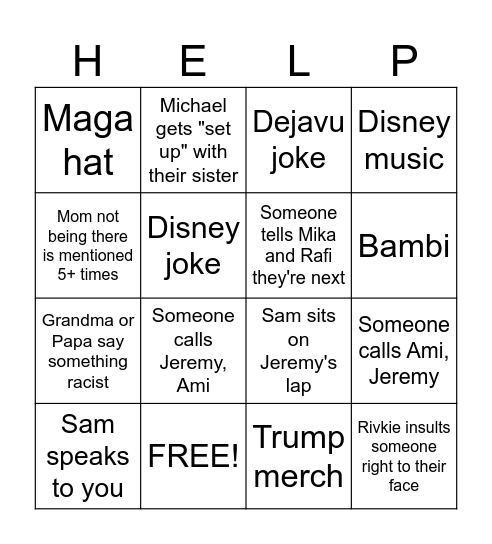 Schreiner Wedding Bingo Card