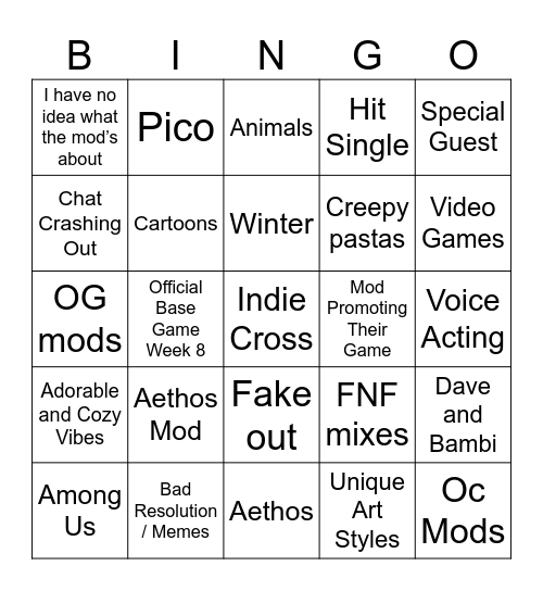 Funk Kast 3 Bingo Card