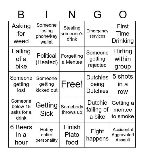 Top Week Bingo Card